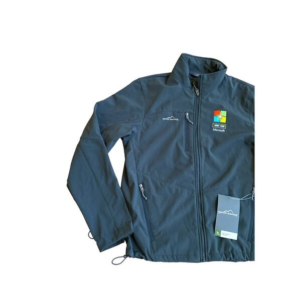 Eddie Bauer Softshell Jacket Army Team Microsoft Logo Navy Blue - Picture 2 of 9